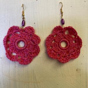 Aros tejidos a Crochet forma de flor.